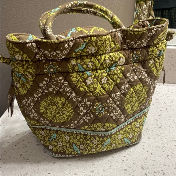 Vera Bradley Bluebird Sitting in a Tree top handle Purse drawstring closure EUC - Picture 1 of 9